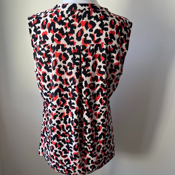 Anne Klein Size M Animal Print Top - Cream, Black, Office Ready! - Picture 4 of 12